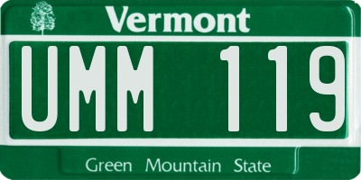 VT license plate UMM119