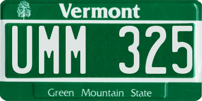 VT license plate UMM325