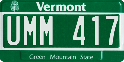VT license plate UMM417