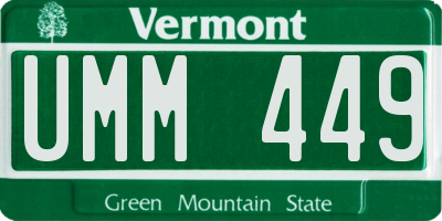 VT license plate UMM449