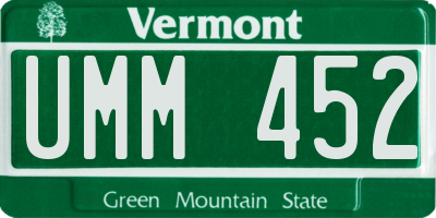VT license plate UMM452