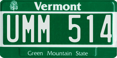 VT license plate UMM514
