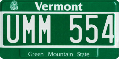 VT license plate UMM554