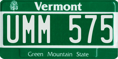 VT license plate UMM575
