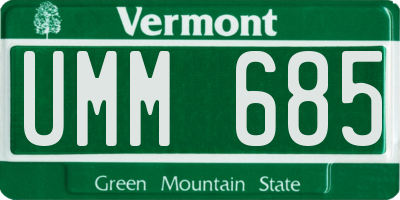 VT license plate UMM685
