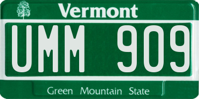 VT license plate UMM909