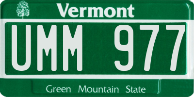 VT license plate UMM977