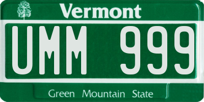 VT license plate UMM999