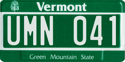 VT license plate UMN041