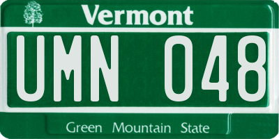 VT license plate UMN048