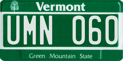 VT license plate UMN060