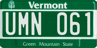 VT license plate UMN061