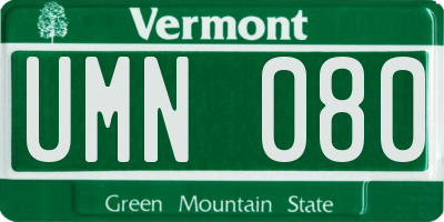 VT license plate UMN080