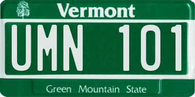 VT license plate UMN101