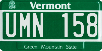 VT license plate UMN158