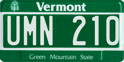 VT license plate UMN210