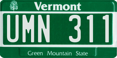 VT license plate UMN311