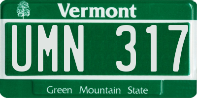 VT license plate UMN317