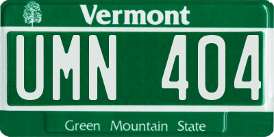 VT license plate UMN404