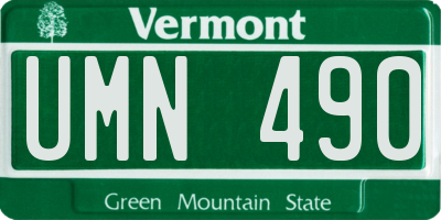 VT license plate UMN490