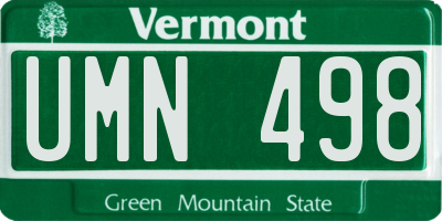 VT license plate UMN498