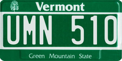 VT license plate UMN510