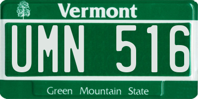 VT license plate UMN516