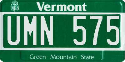 VT license plate UMN575