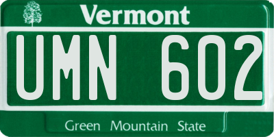 VT license plate UMN602
