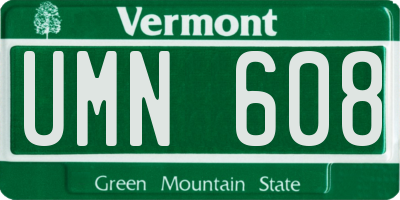 VT license plate UMN608