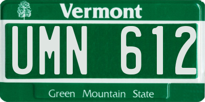VT license plate UMN612