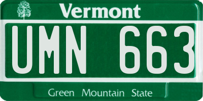 VT license plate UMN663