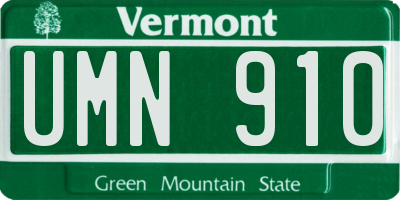 VT license plate UMN910