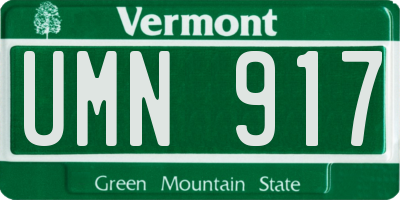 VT license plate UMN917
