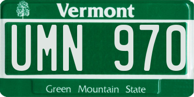 VT license plate UMN970