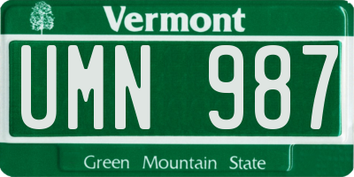 VT license plate UMN987
