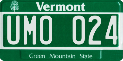 VT license plate UMO024