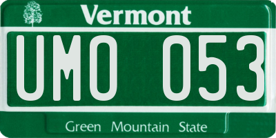 VT license plate UMO053