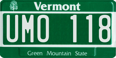 VT license plate UMO118