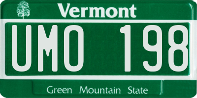 VT license plate UMO198
