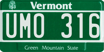 VT license plate UMO316