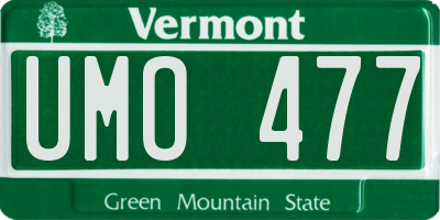 VT license plate UMO477