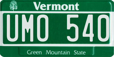 VT license plate UMO540