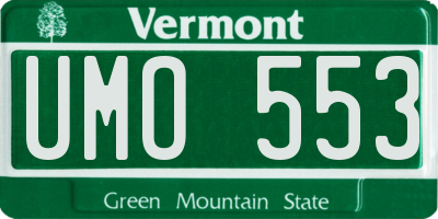 VT license plate UMO553
