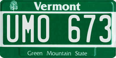 VT license plate UMO673