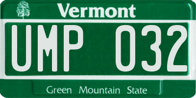VT license plate UMP032