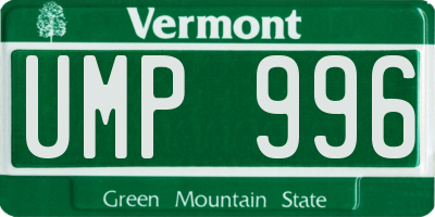 VT license plate UMP996