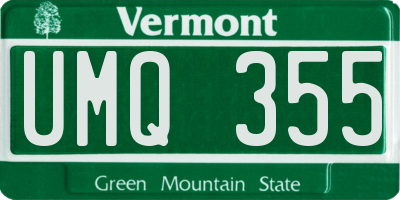 VT license plate UMQ355
