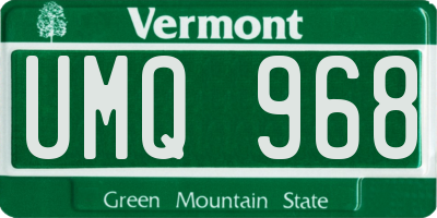 VT license plate UMQ968