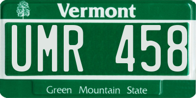 VT license plate UMR458